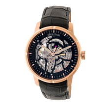 Load image into Gallery viewer, Heritor Automatic Ryder Skeleton Leather-Band Watch - Black/Rose Gold - HERHR4606
