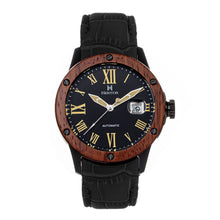 Load image into Gallery viewer, Heritor Automatic Everest Wooden Bezel Leather Band Watch /Date - Black - HERHS1606
