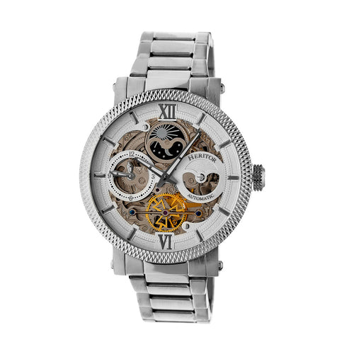 Heritor Automatic Aries Skeleton Dial Bracelet Watch - Silver/White - HERHR4401