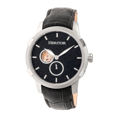 Heritor Automatic Callisto Semi-Skeleton Leather-Band Watch - HERHR7202