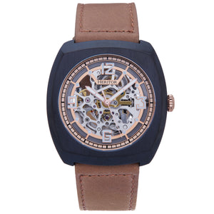 Heritor Automatic Gatling Skeletonized Leather-Band Watch - Black/Light Brown - HERHS2306