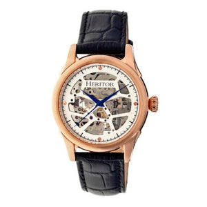 Heritor Automatic Nicollier Skeleton Leather-Band Watch