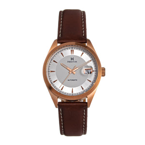 Heritor Automatic Ashton Leather-Band Watch w/Date - White/Rose Gold - HERHS1404