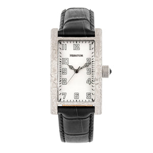 Heritor Automatic Jefferson Leather-Band Watch - Silver/White - HERHR8802