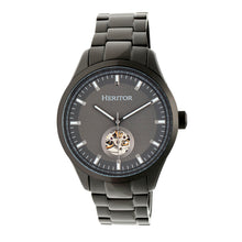 Load image into Gallery viewer, Heritor Automatic Crew Semi-Skeleton Bracelet Watch - Black/Charcoal - HERHR7009
