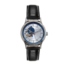 Load image into Gallery viewer, Heritor Automatic Oscar Semi-Skeleton Leather-Band Watch - Silver &amp; Blue/Black - HERHS1004

