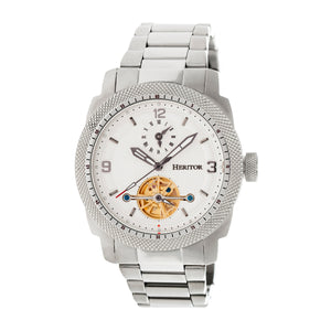 Heritor Automatic Helmsley Semi-Skeleton Bracelet Watch - Silver/White - HERHR5001