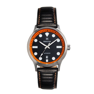 Heritor Automatic Bradford Leather-Band Watch w/Date - Black & Orange - HERHS1105