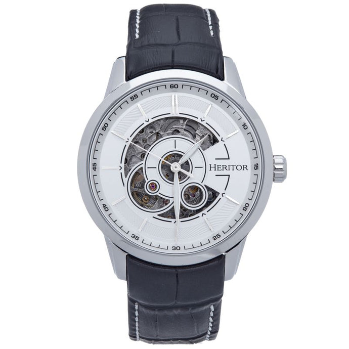 Heritor Automatic Davies Semi-Skeleton Leather-Band Watch - HERHS2501