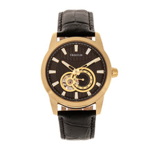 Load image into Gallery viewer, Heritor Automatic Davidson Semi-Skeleton Leather-Band Watch - Gold/Black - HERHR8005
