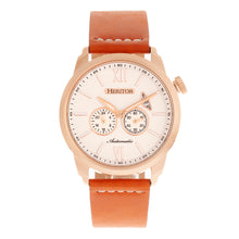 Load image into Gallery viewer, Heritor Automatic Wellington Leather-Band Watch - Camel/Rose Gold/White - HERHR8205
