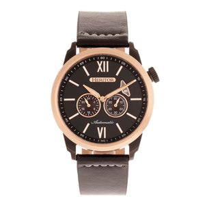 Heritor Automatic Wellington Leather-Band Watch - Rose Gold/Black - HERHR8206