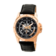 Load image into Gallery viewer, Heritor Automatic Armstrong Skeleton Leather-Band Watch - Rose Gold/Black - HERHR3406
