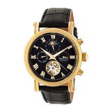 Load image into Gallery viewer, Heritor Automatic Winston Semi-Skeleton Leather-Band Watch - Gold/Black - HERHR5204

