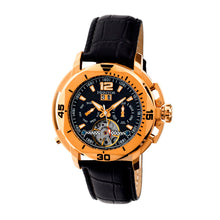 Load image into Gallery viewer, Heritor Automatic Lennon Semi-Skeleton Leather-Band Watch - Rose Gold/Black - HERHR2806
