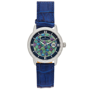 Heritor Automatic Protégé Leather-Band Watch w/Date - Silver/Blue - HERHS2903