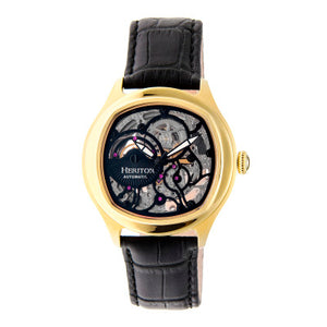 Heritor Automatic Odysseus Leather-Band Skeleton Watch