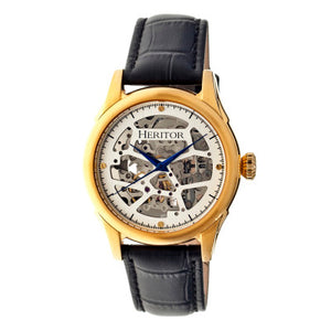 Heritor Automatic Nicollier Skeleton Leather-Band Watch