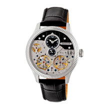 Load image into Gallery viewer, Heritor Automatic Winthrop Leather-Band Skeleton Watch - Silver/Black - HERHR7302
