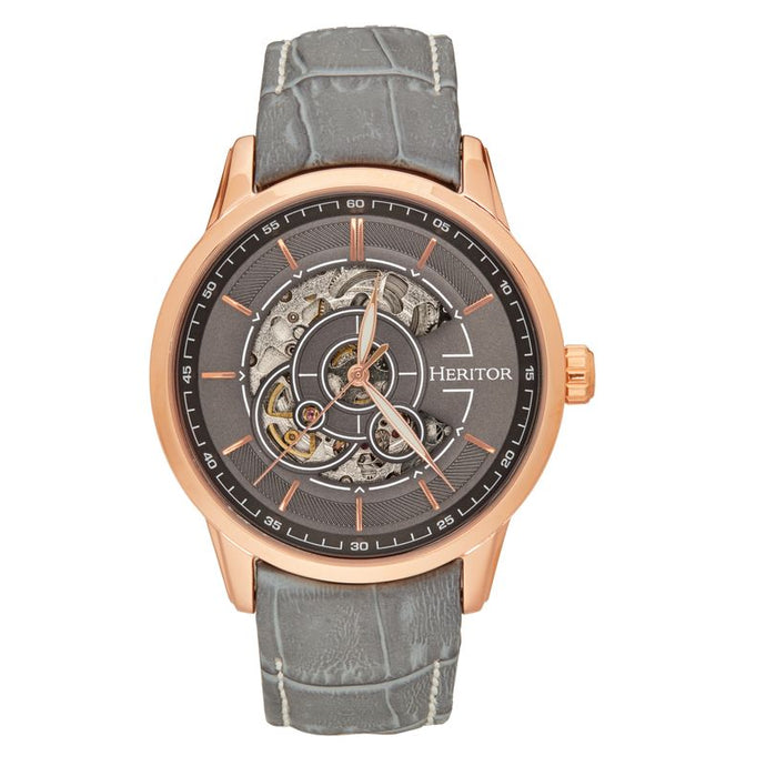 Heritor Automatic Davies Semi-Skeleton Leather-Band Watch - HERHS2505
