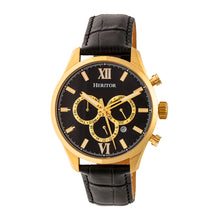 Load image into Gallery viewer, Heritor Automatic Benedict Leather-Band Watch w/ Day/Date - Gold/Black - HERHR6803
