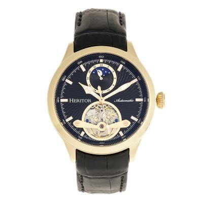 Heritor Automatic Gregory Semi-Skeleton Leather-Band Watch - HERHR8104