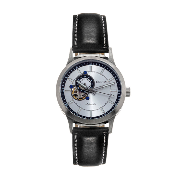 Heritor Automatic Oscar Semi-Skeleton Leather-Band Watch - HERHS1002