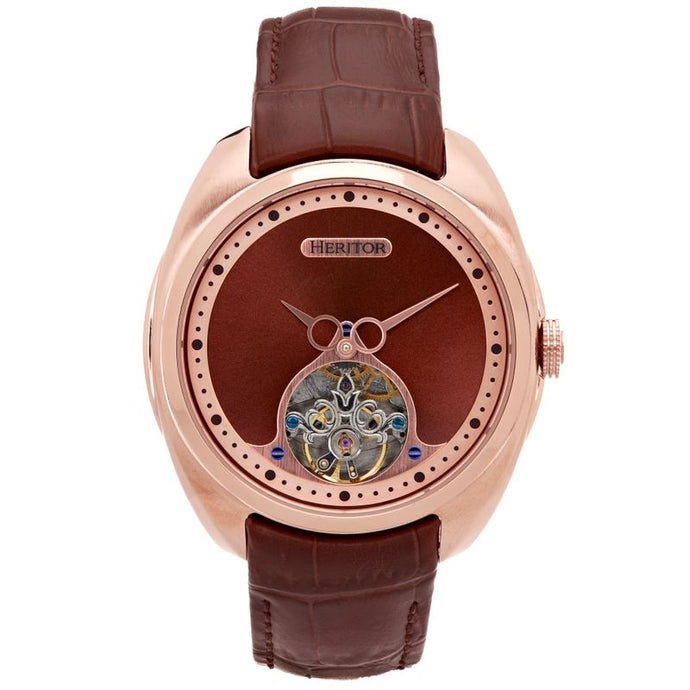 Heritor Automatic Roman Semi-Skeleton Leather-Band Watch - HERHS2204
