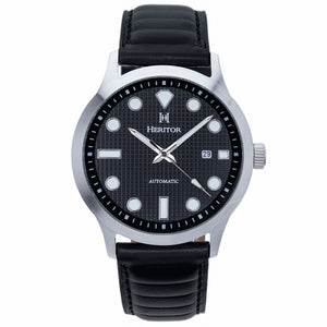 Heritor Automatic Bradford Leather-Band Watch w/Date - Black - HERHS1107