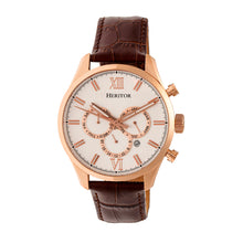 Load image into Gallery viewer, Heritor Automatic Benedict Leather-Band Watch w/ Day/Date - Rose Gold/Silver - HERHR6804
