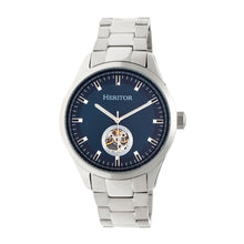 Load image into Gallery viewer, Heritor Automatic Crew Semi-Skeleton Bracelet Watch - Silver/Navy - HERHR7011
