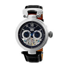 Load image into Gallery viewer, Heritor Automatic Ganzi Semi-Skeleton Leather-Band Watch - Silver/Black - HERHR3302
