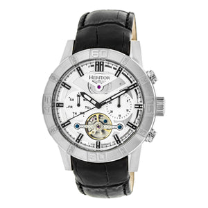 Heritor Automatic Hannibal Semi-Skeleton Leather-Band Watch - Silver - HERHR4101