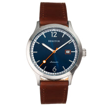 Load image into Gallery viewer, Heritor Automatic Becker Leather-Band Watch w/Date - Silver/Navy - HERHR9605
