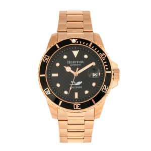 Heritor Automatic Lucius Bracelet Watch w/Date - Rose Gold/Black - HERHR7805