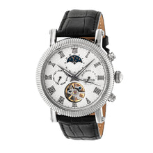 Load image into Gallery viewer, Heritor Automatic Winston Semi-Skeleton Leather-Band Watch - Silver/White - HERHR5201

