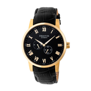 Heritor Automatic Romulus Leather-Band Watch - Gold/Black - HERHR6405