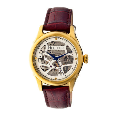 Heritor Automatic Nicollier Skeleton Leather-Band Watch - HERHR1903