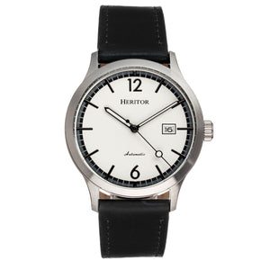 Heritor Automatic Becker Leather-Band Watch w/Date - Silver - HERHR9601