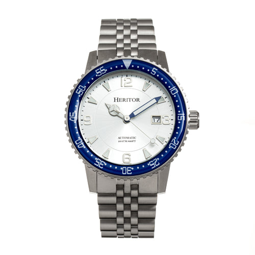 Heritor Automatic Dominic Bracelet Watch w/Date - Blue/Silver - HERHR9801