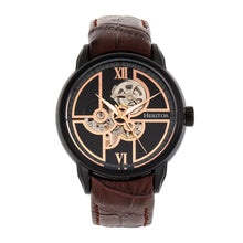 Load image into Gallery viewer, Heritor Automatic Sanford Semi-Skeleton Leather-Band Watch - Black/Brown - HERHR8306
