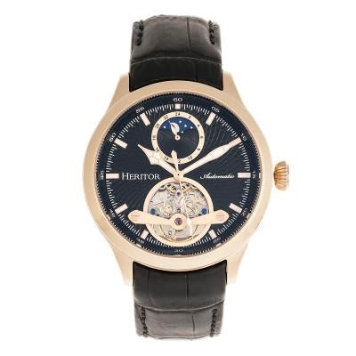 Heritor Automatic Gregory Semi-Skeleton Leather-Band Watch - HERHR8105