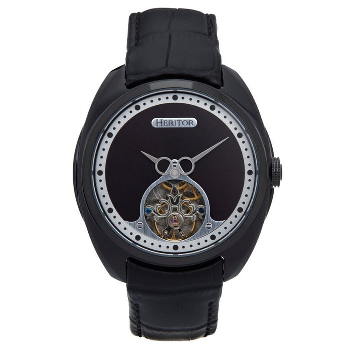 Heritor Automatic Roman Semi-Skeleton Leather-Band Watch - HERHS2205