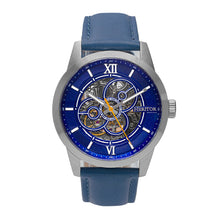 Load image into Gallery viewer, Heritor Automatic Jonas Leather-Band Skeleton Watch - Silver/Blue - HERHR9503
