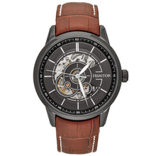 Load image into Gallery viewer, Heritor Automatic Davies Semi-Skeleton Leather-Band Watch - Black/Brown - HERHS2506
