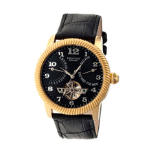 Load image into Gallery viewer, Heritor Automatic Piccard Semi-Skeleton Leather-Band Watch - Gold/Black - HERHR2004
