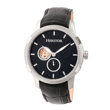 Load image into Gallery viewer, Heritor Automatic Callisto Semi-Skeleton Leather-Band Watch - Silver/Black - HERHR7202
