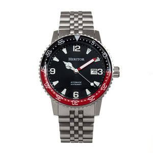 Heritor Automatic Dominic Bracelet Watch w/Date - Black&Red/Black - HERHR9804
