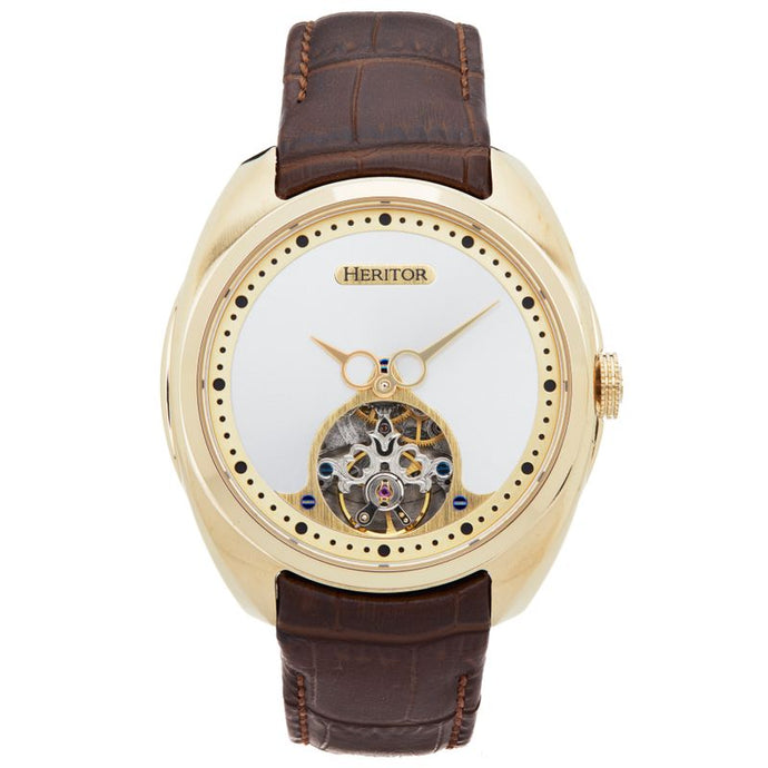 Heritor Automatic Roman Semi-Skeleton Leather-Band Watch - HERHS2203