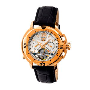 Heritor Automatic Lennon Semi-Skeleton Leather-Band Watch - Rose Gold/Silver - HERHR2805